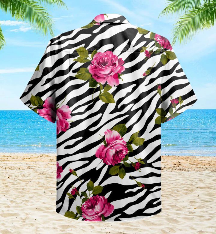 Pattern Flower Zebra Pink Trendy Hawaiian Shirt 3D