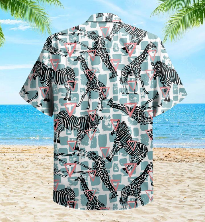 Pattern Zebra Giraffe Green Trendy Hawaiian Shirt 3D Summer Gifts