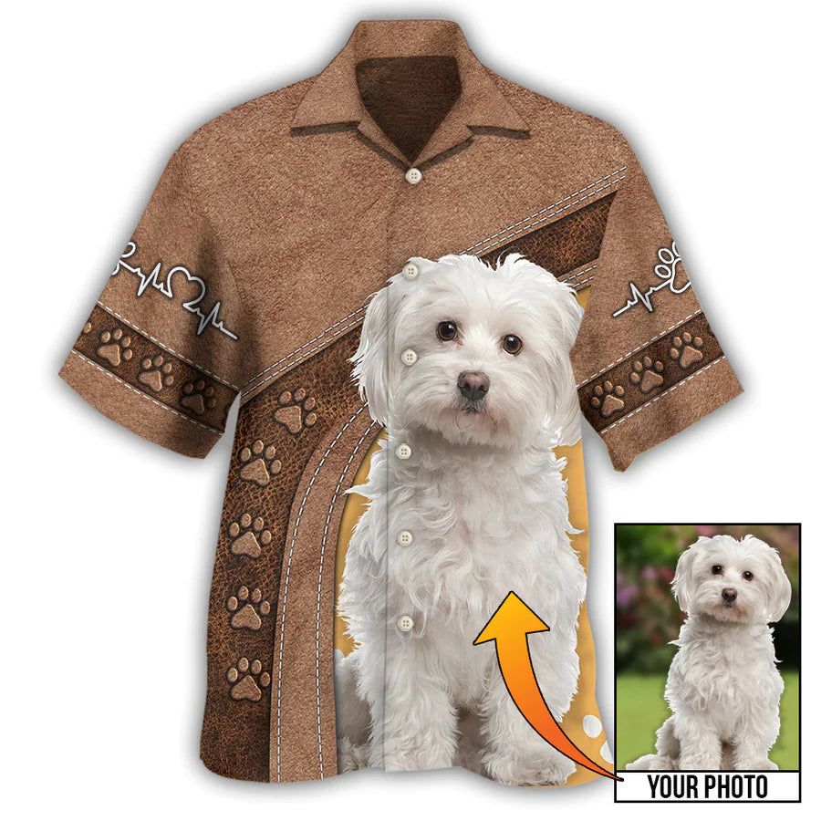 Paw-riffic Island Vibes: Personalized Dog Paw Print Hawaiian Shirt Paw-riffic Island Vibes: Personalized Dog Paw Print Hawaiian Shirt