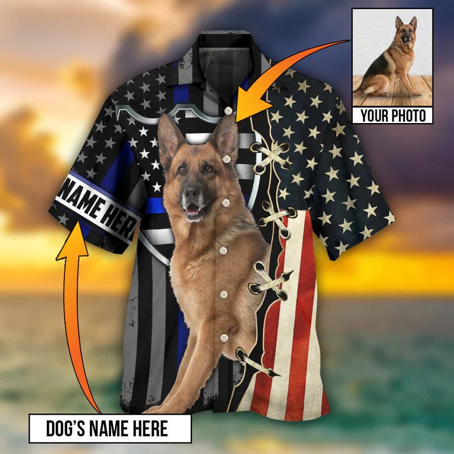 Pawsitively Personalized: German Shepherd Photo Hawaiian Shirt Pawsitively Personalized: German Shepherd Photo Hawaiian Shirt