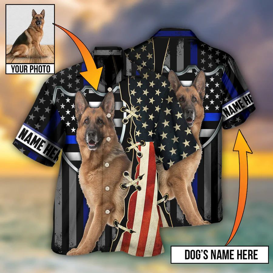 Pawsitively Personalized: German Shepherd Photo Hawaiian Shirt