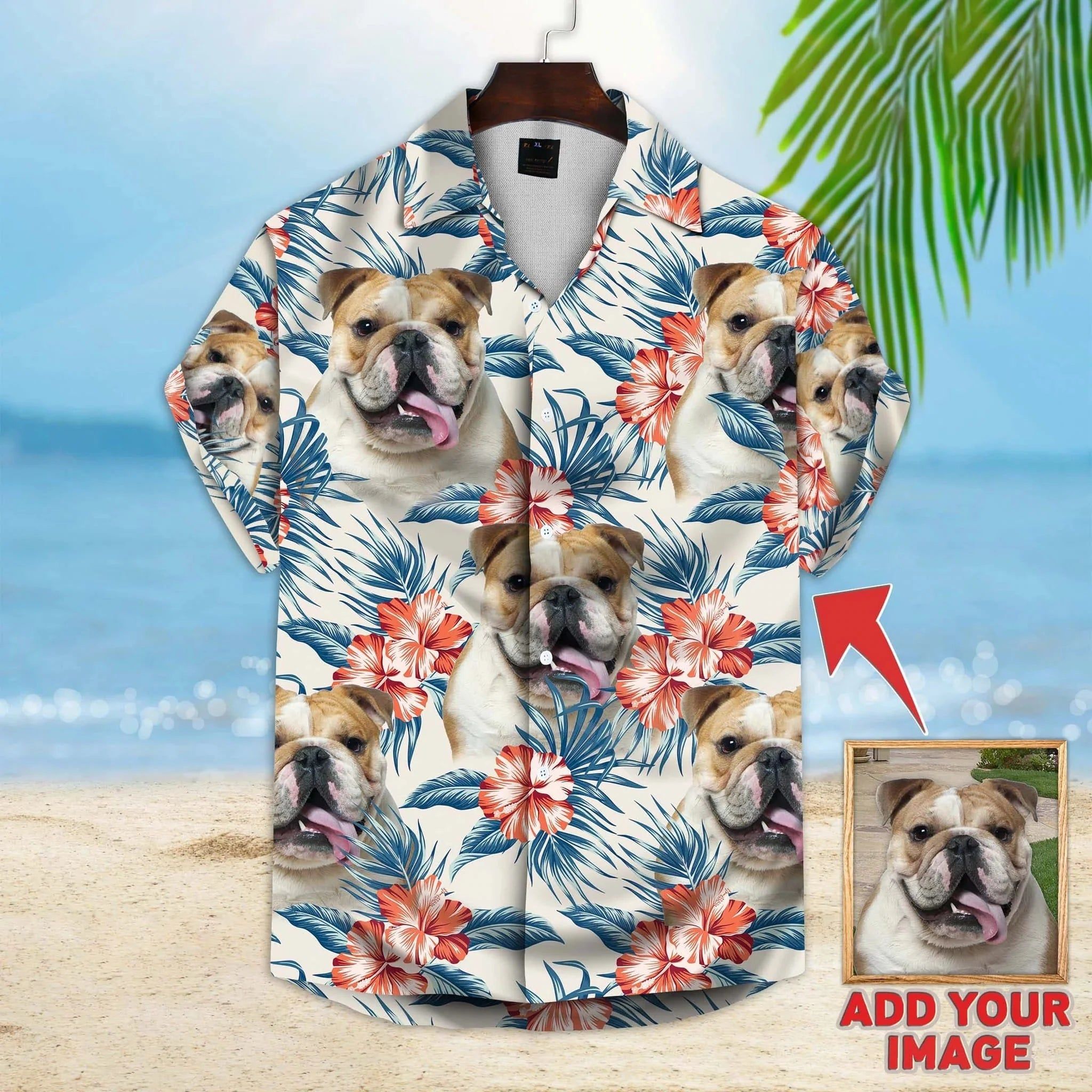 Pawsome Blossoms: Custom Photo Dog Floral Hawaiian Shirt