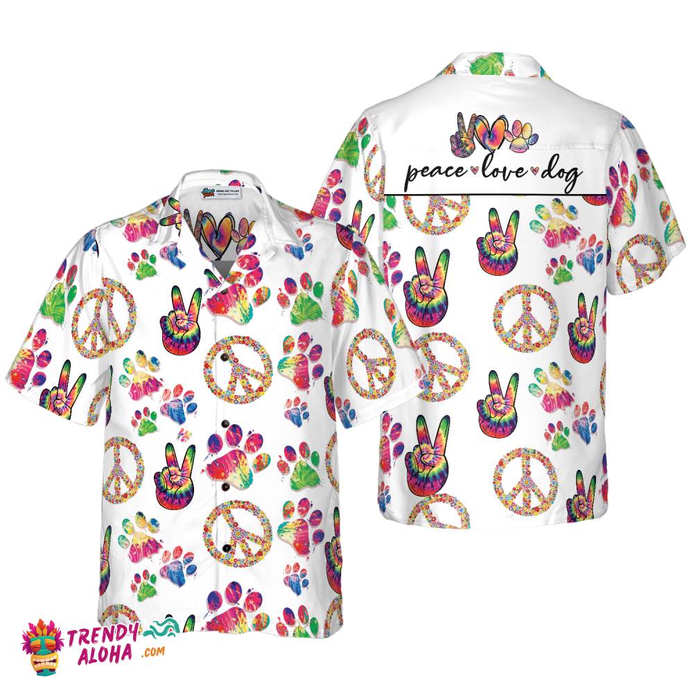 Peace Love Dog Hawaiian Seamless Hawaiian Shirt
