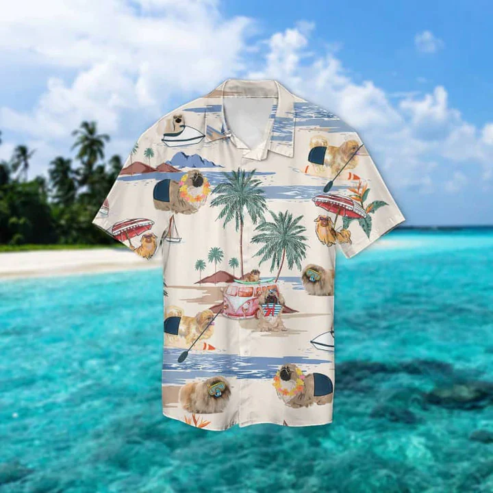 Pekingese Summer Beach Trendy Hawaiian Shirt, Trendy Hawaiian Shirts For Men Women Short Sleeve Aloha Beach Shirt