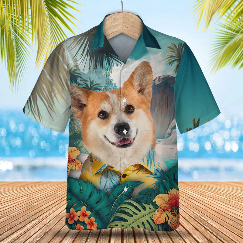 Pembroke Welsh Corgi Tropical Trendy Hawaiian Shirt, Dog Lover Trendy Hawaiian Shirt, Summer Gift For Men And Women