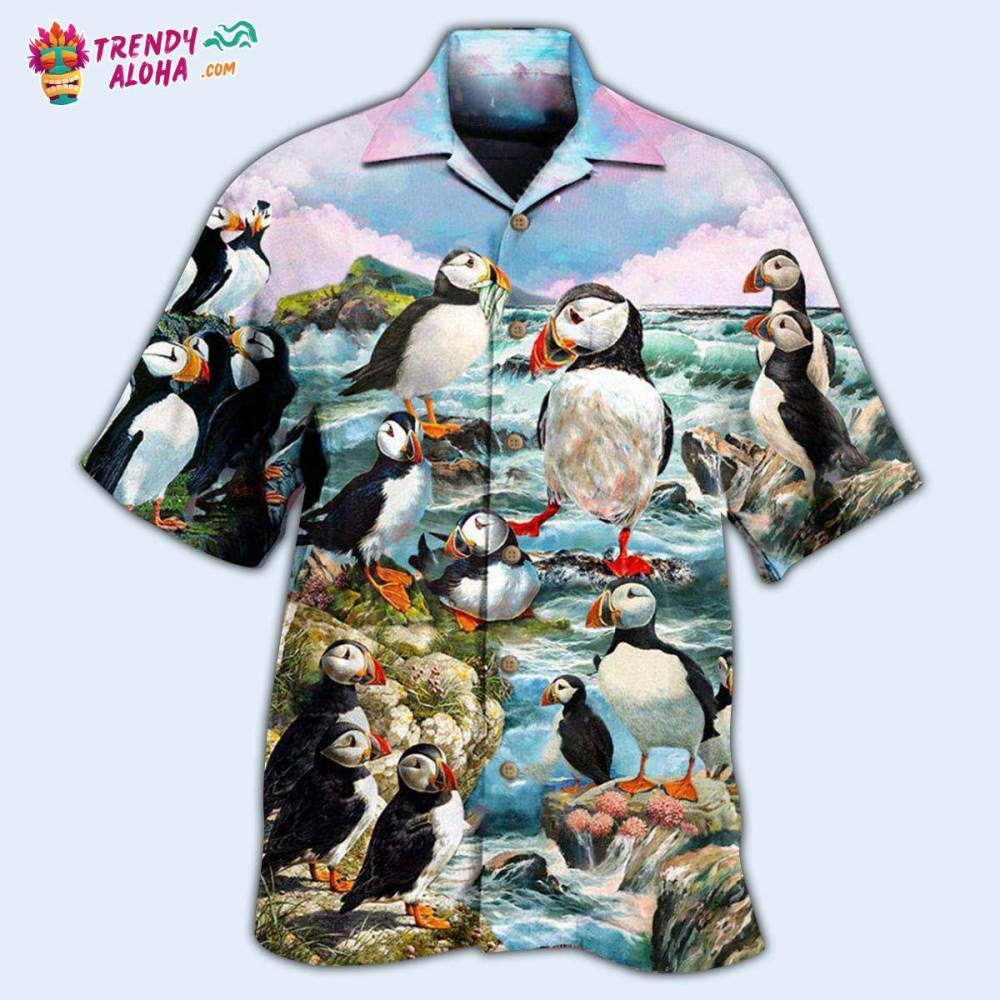 Penguin Animals Penguins On The Coast And Blue Sky Hawaiian Shirt – Trendy Aloha