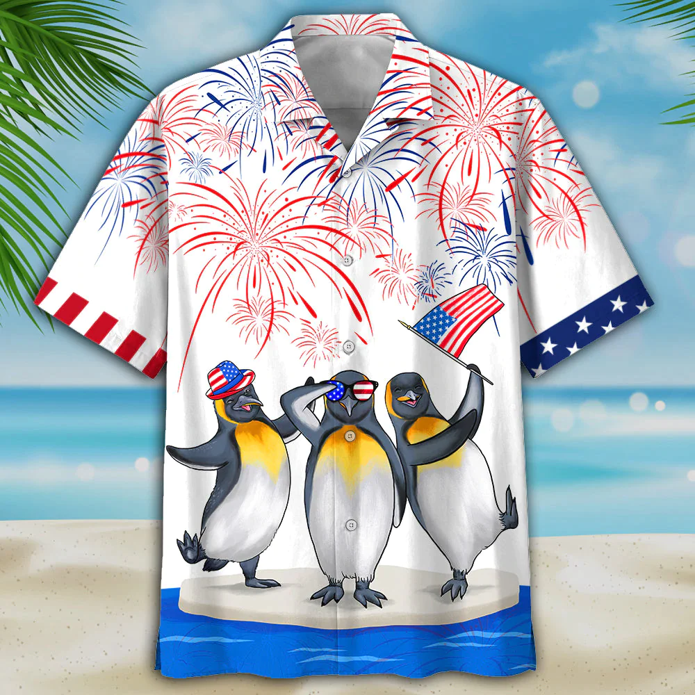 Penguins 4Th Of July Trendy Hawaiian Shirt, Independence Is Coming, Usa Patriotic Trendy Hawaiian Shirt