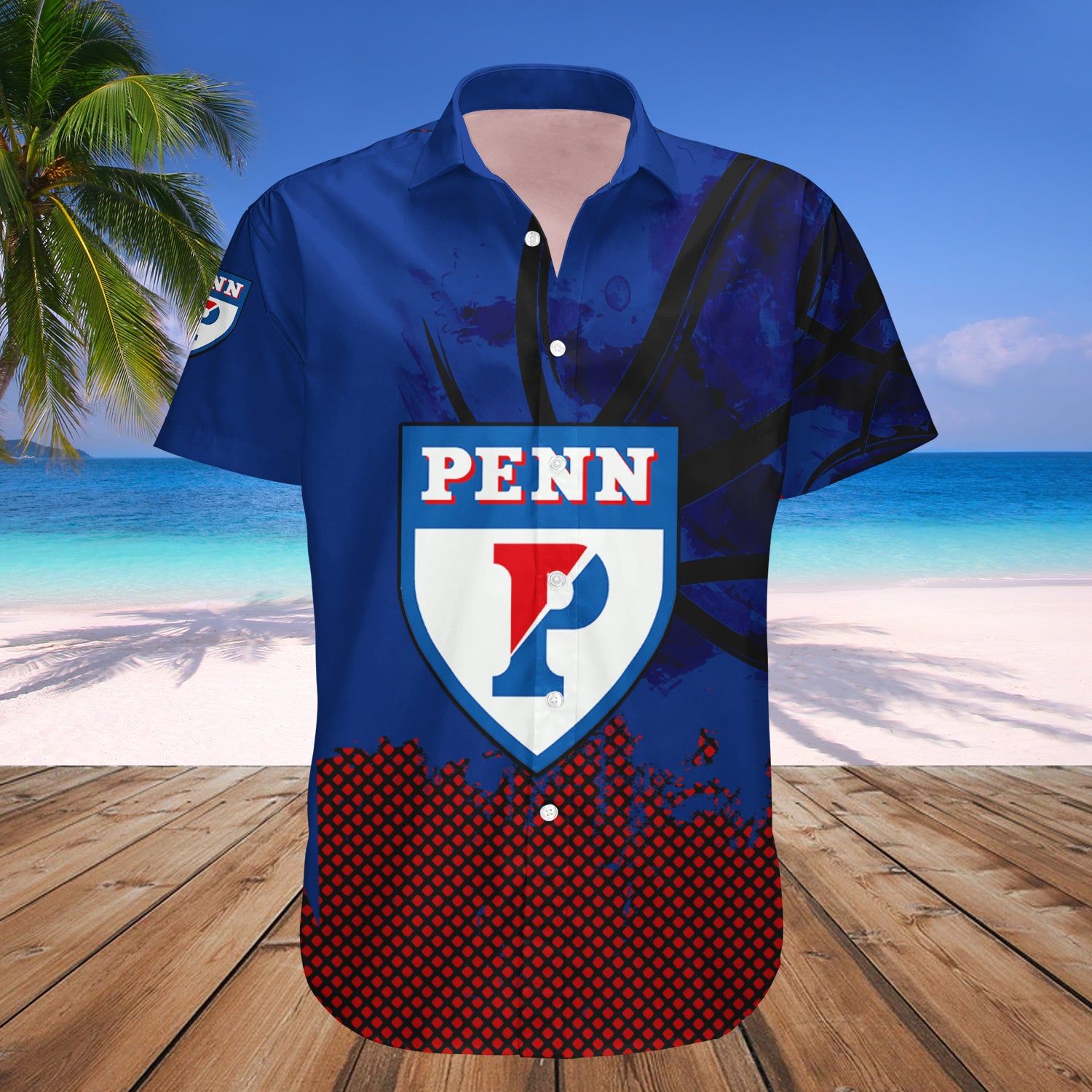 Penn Quakers Hawaii Shirt Basketball Net Grunge Pattern – NCAA