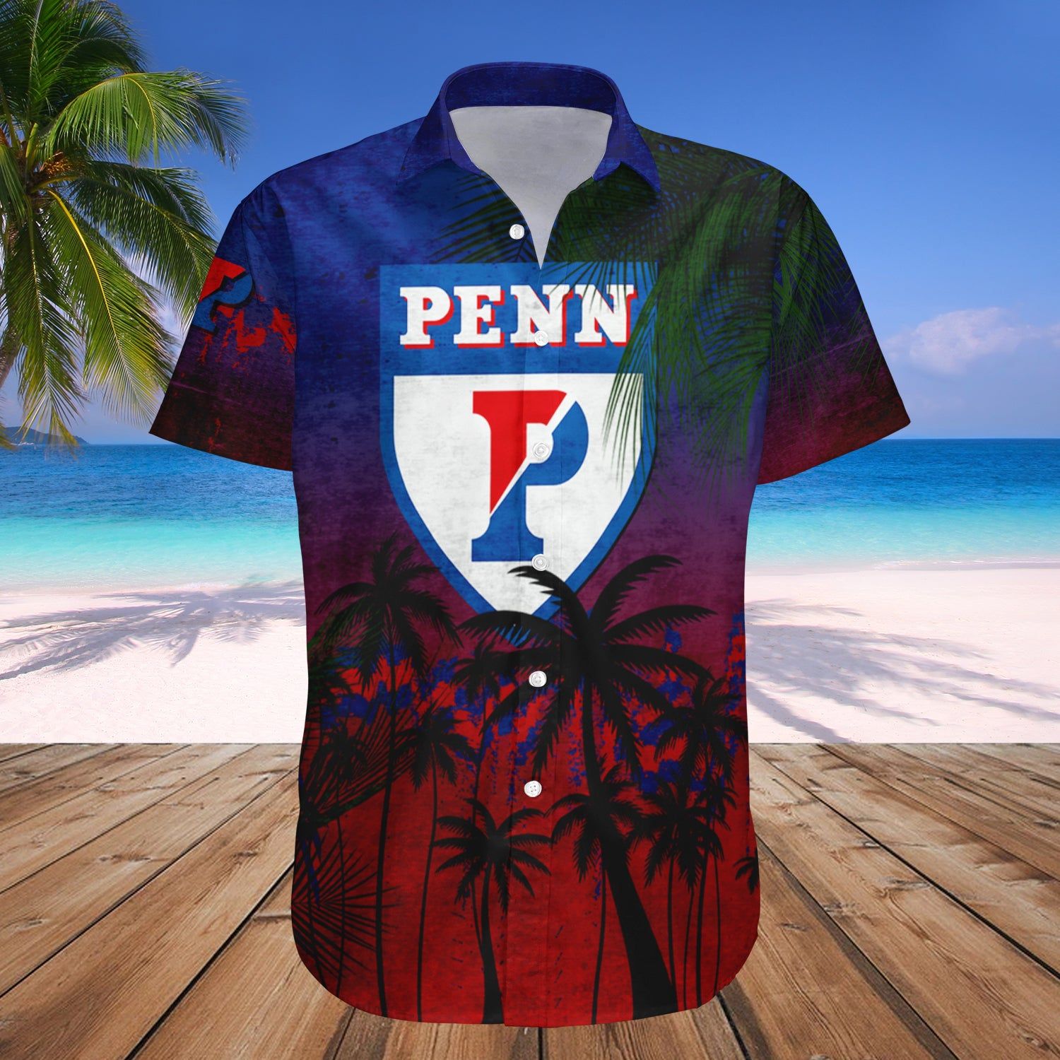 Penn Quakers Hawaii Shirt Coconut Tree Tropical Grunge – NCAA