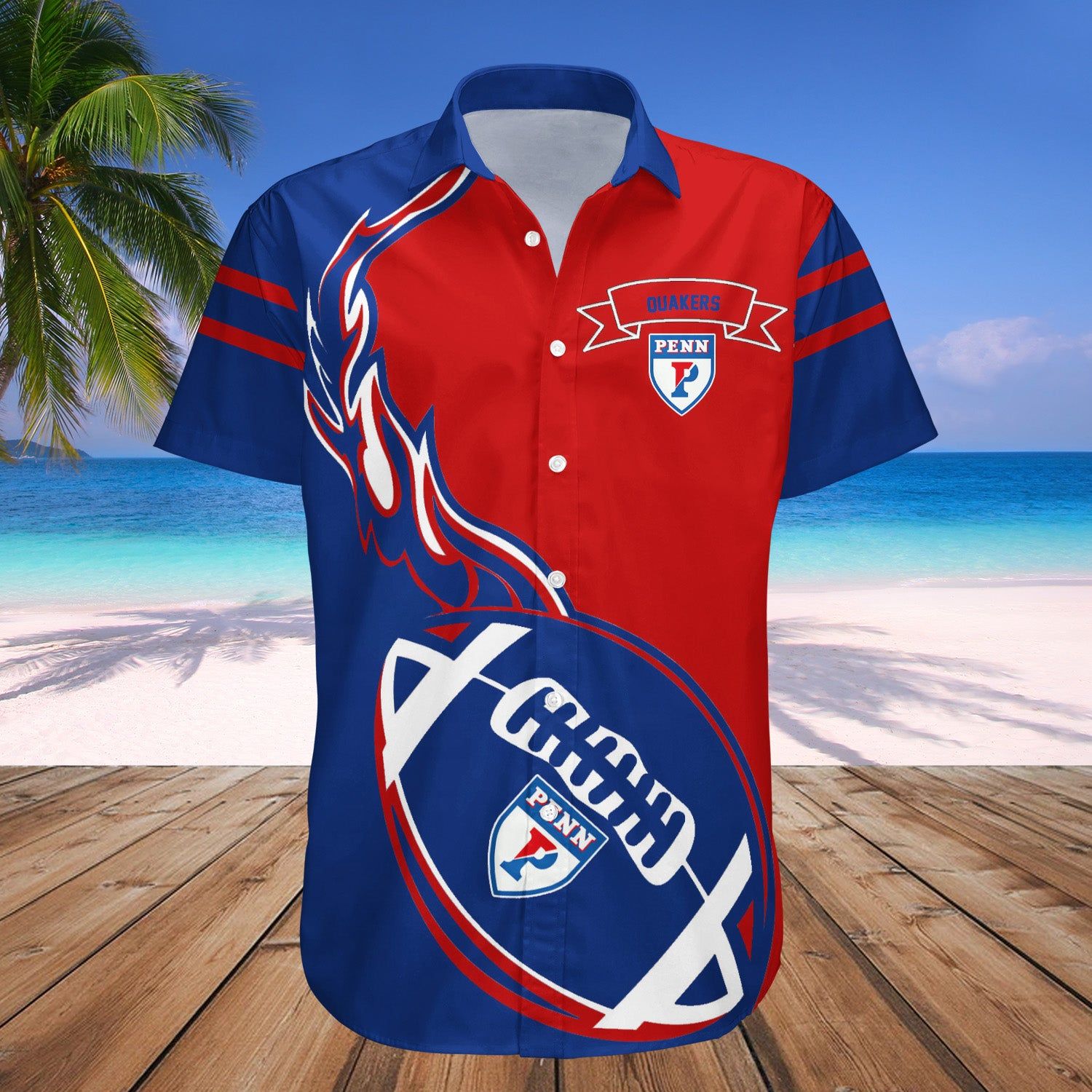 Penn Quakers Hawaii Shirt Flame Ball – NCAA