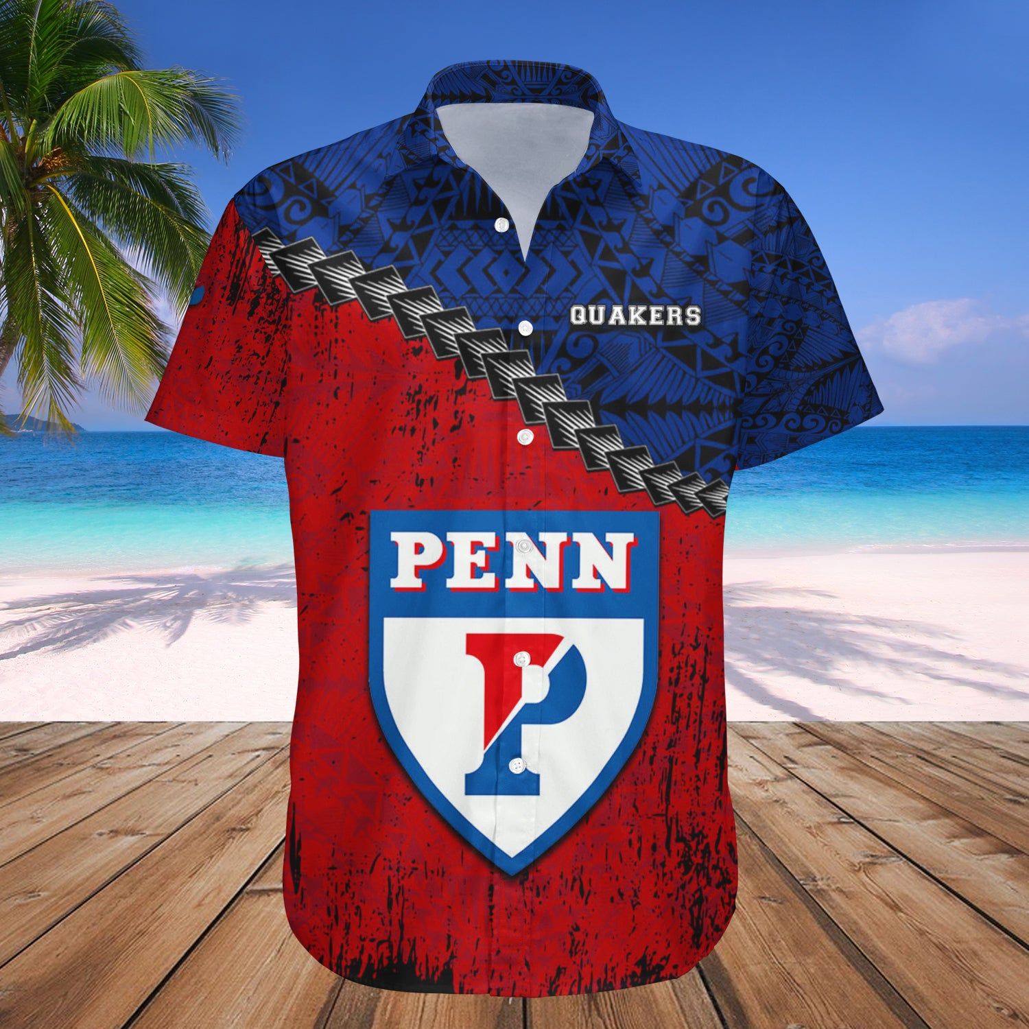 Penn Quakers Hawaii Shirt Grunge Polynesian Tattoo – NCAA