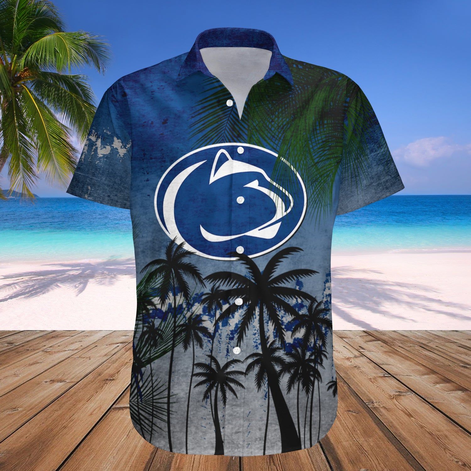 Penn State Nittany Lions Hawaii Shirt Coconut Tree Tropical Grunge – NCAA