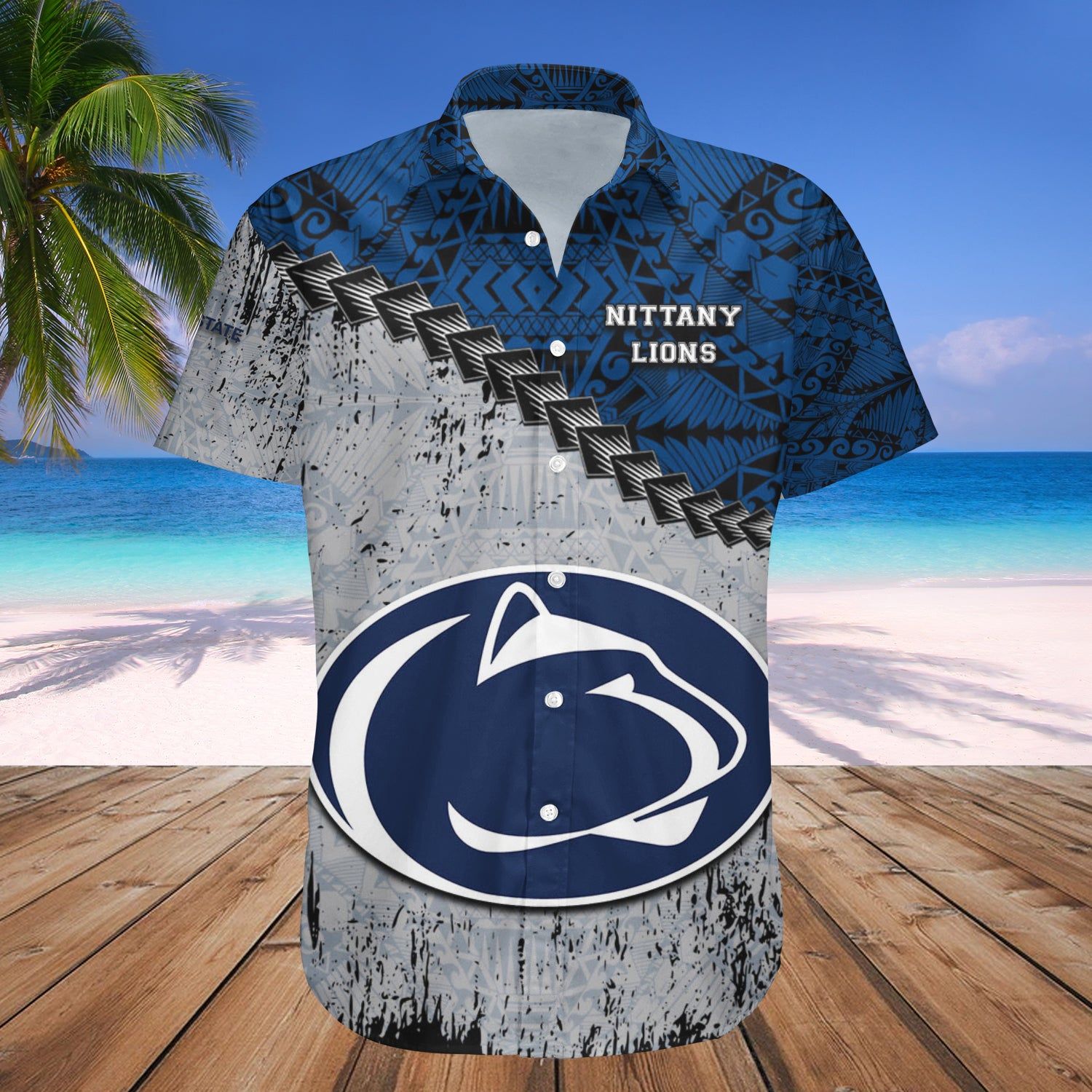 Penn State Nittany Lions Hawaii Shirt Grunge Polynesian Tattoo – NCAA