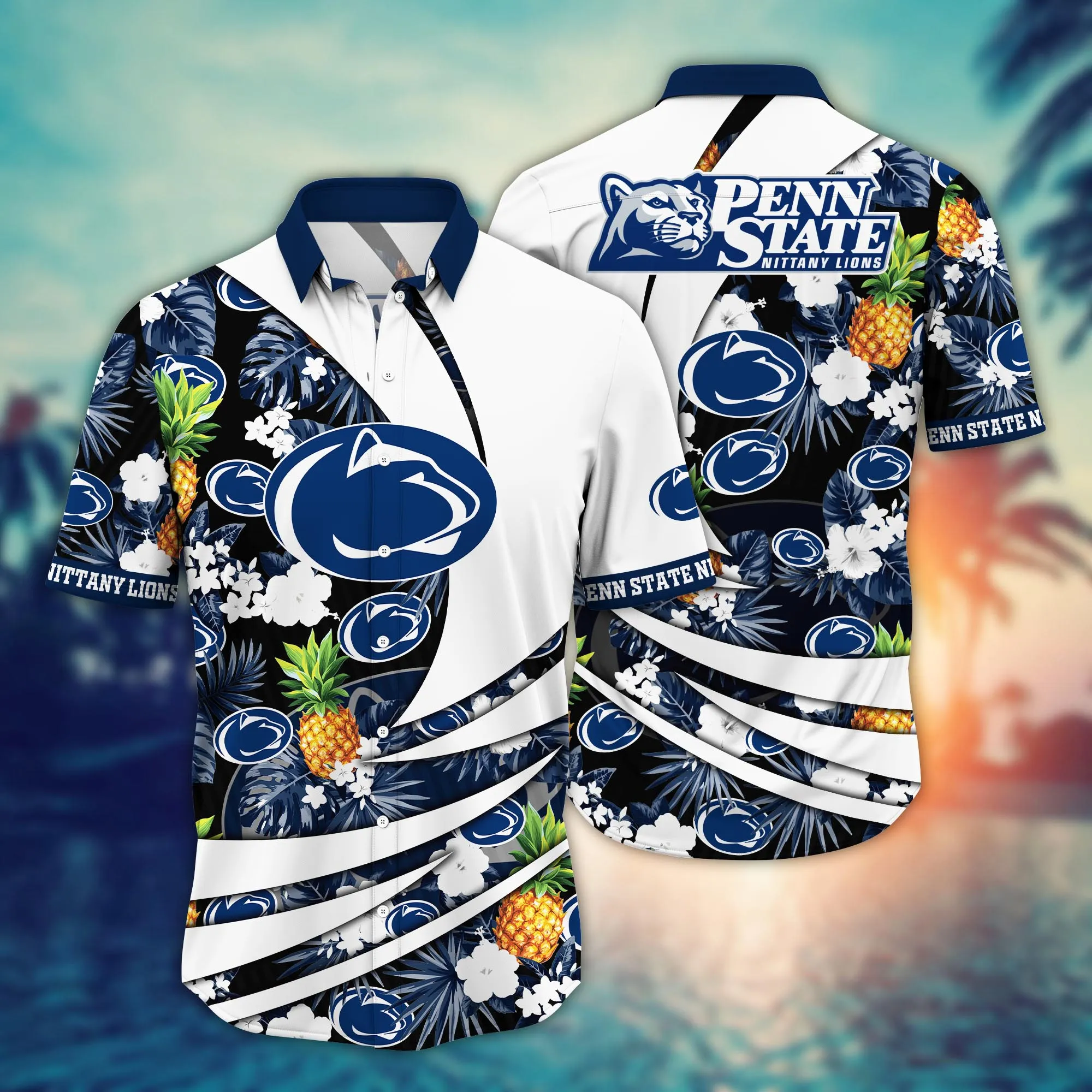 Penn State Nittany Lions Hawaiian Shirt Seaside Aloha Shirt Penn State Nittany Lions Hawaiian Shirt Seaside Aloha Shirt