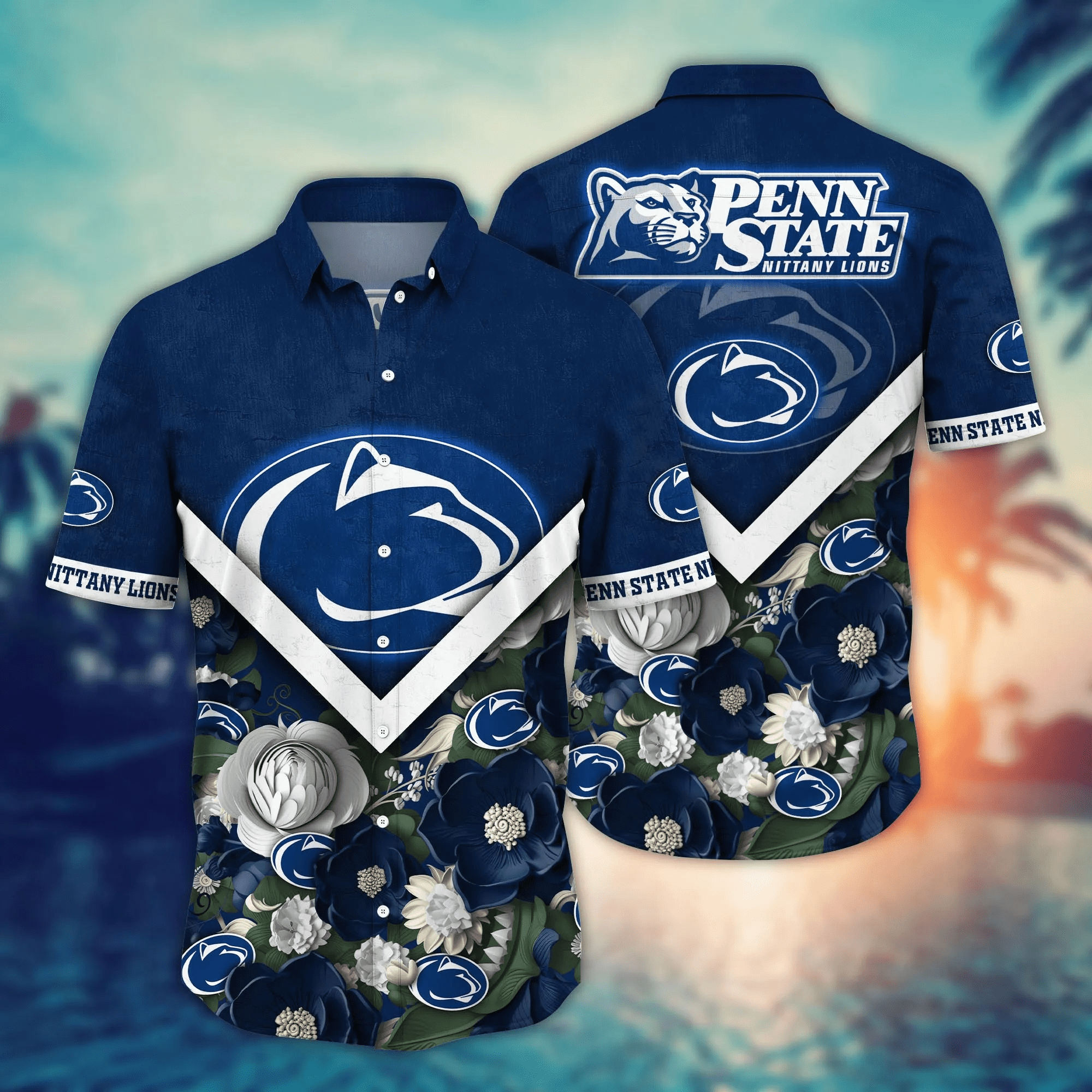 Penn State Nittany Lions NCAA Hawaiian Shirt Custom Travel Aloha Shirt Penn State Nittany Lions NCAA Hawaiian Shirt Custom Travel Aloha Shirt