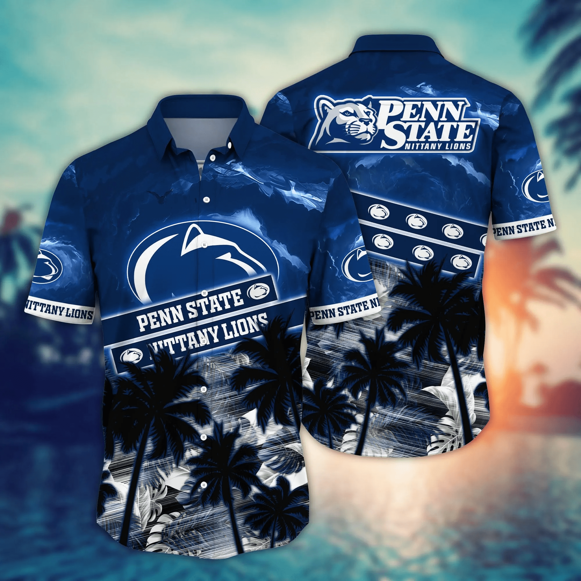 Penn State Nittany Lions NCAA Hawaiian Shirt Seaside Aloha Shirt Penn State Nittany Lions NCAA Hawaiian Shirt Seaside Aloha Shirt