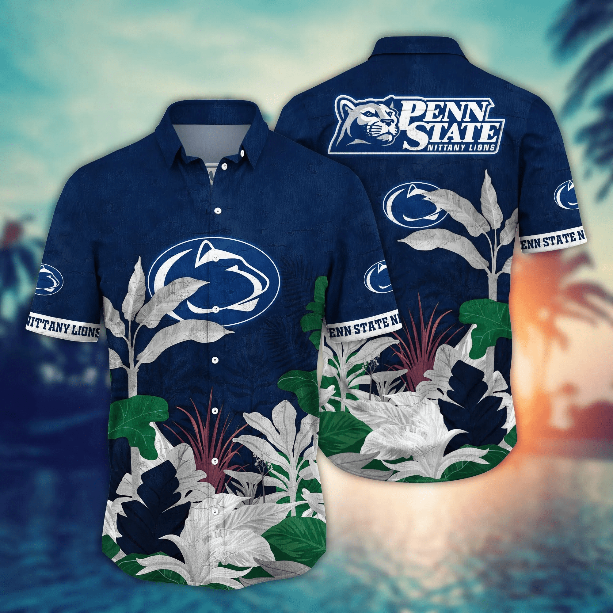 Penn State Nittany Lions NCAA Hawaiian Shirt Sun Showers Aloha Shirt Penn State Nittany Lions NCAA Hawaiian Shirt Sun Showers Aloha Shirt