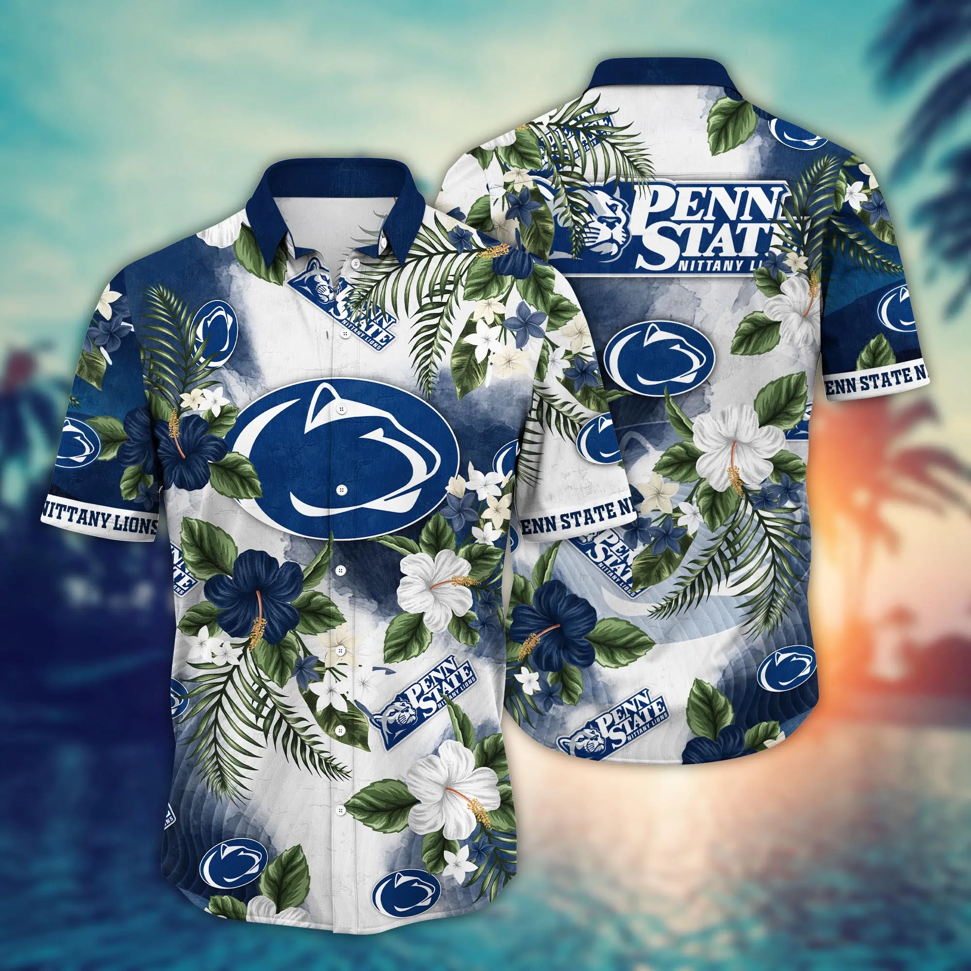 Penn State Nittany Lions NCAA Hawaiian Shirt Sun-Soakedtime Aloha Shirt Penn State Nittany Lions NCAA Hawaiian Shirt Sun-Soakedtime Aloha Shirt