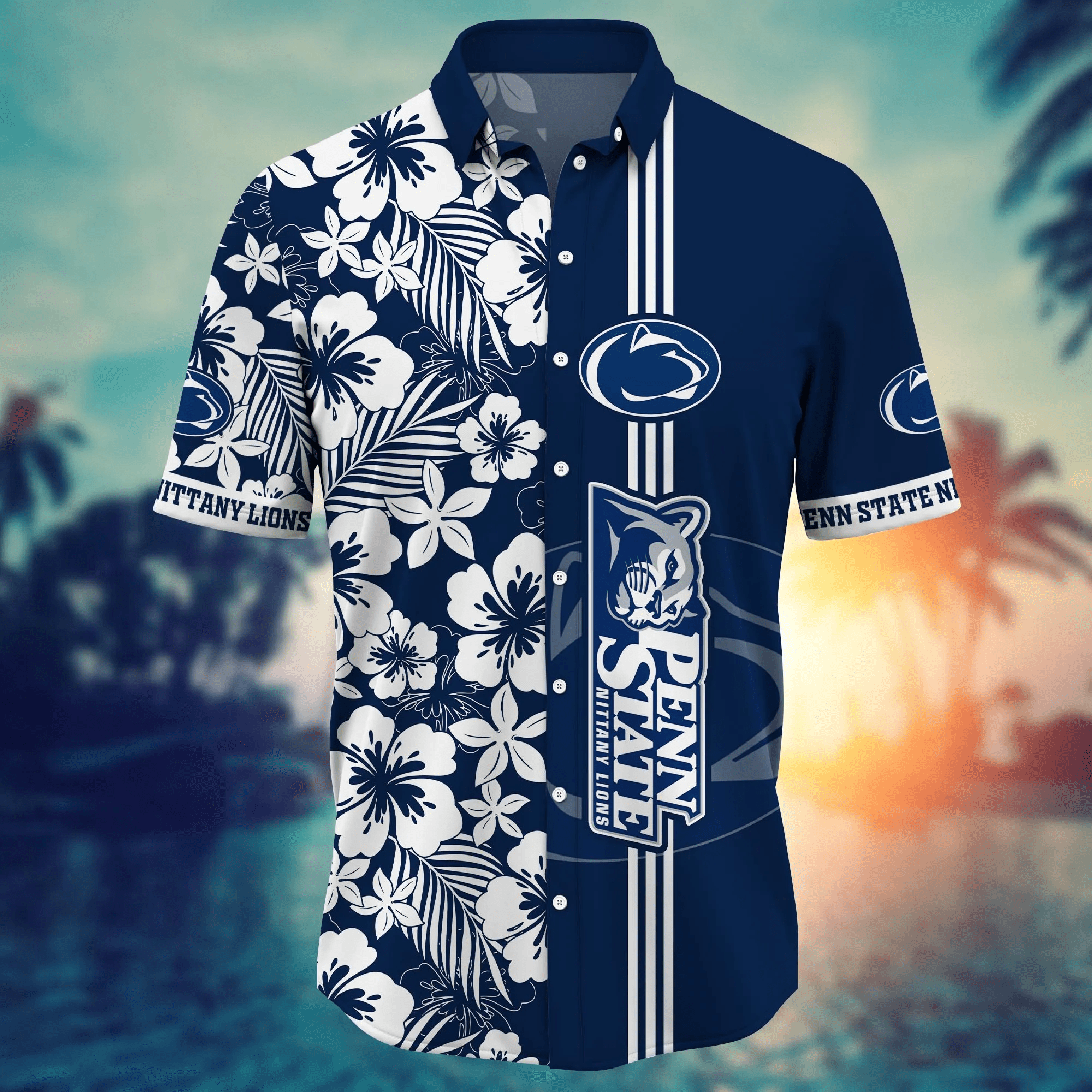 Penn State Nittany Lions NCAA Hawaiian Shirt Sunburntime Aloha Shirt