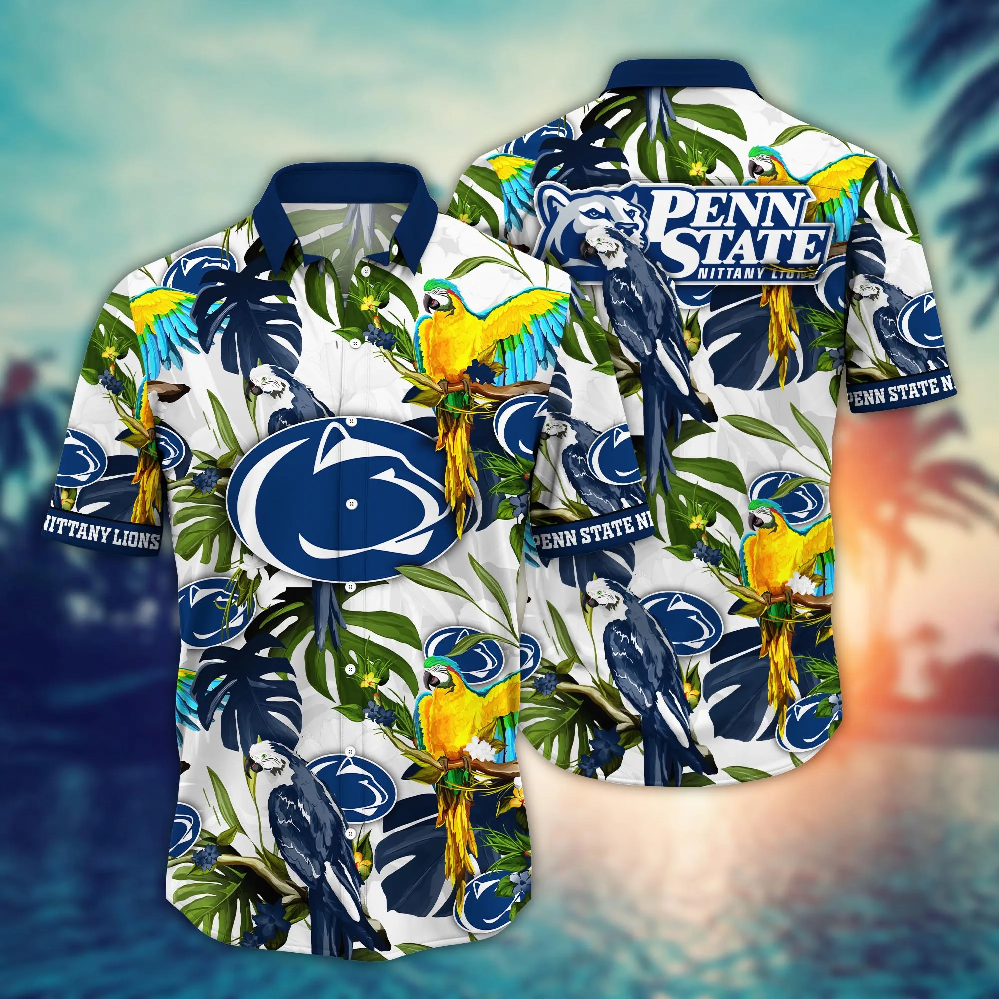 Penn State Nittany Lions NCAA Hawaiian Shirt Tan Linestime Aloha Shirt Penn State Nittany Lions NCAA Hawaiian Shirt Tan Linestime Aloha Shirt