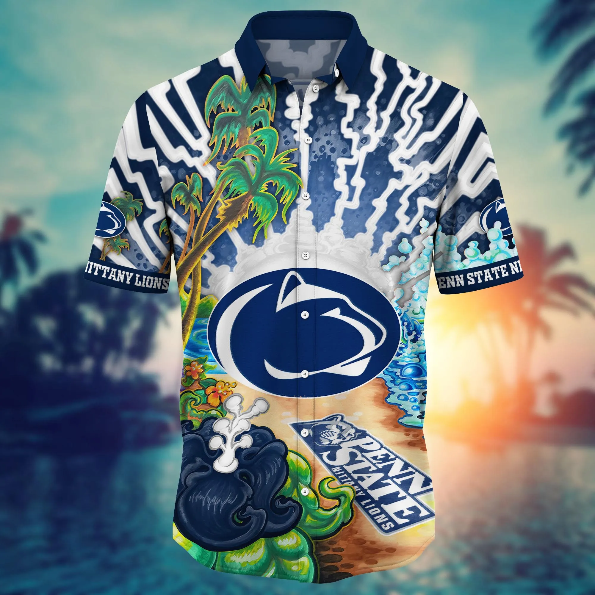 Penn State Nittany Lions NCAA Hawaiian Shirt Traveltime Aloha Shirt