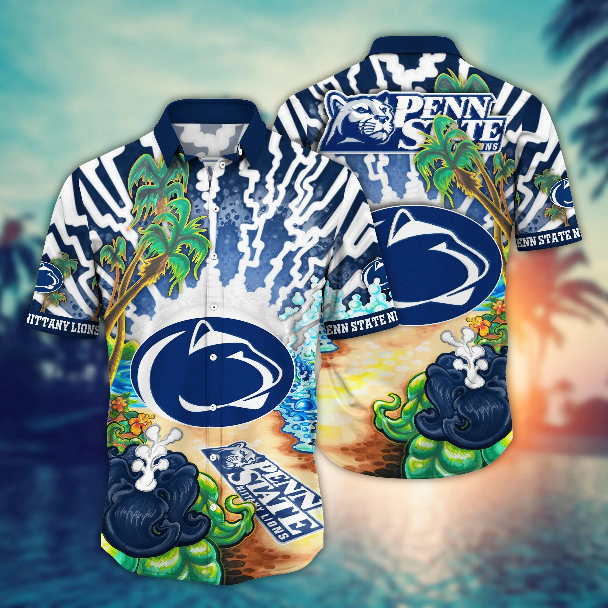 Penn State Nittany Lions NCAA Hawaiian Shirt Traveltime Aloha Shirt Penn State Nittany Lions NCAA Hawaiian Shirt Traveltime Aloha Shirt