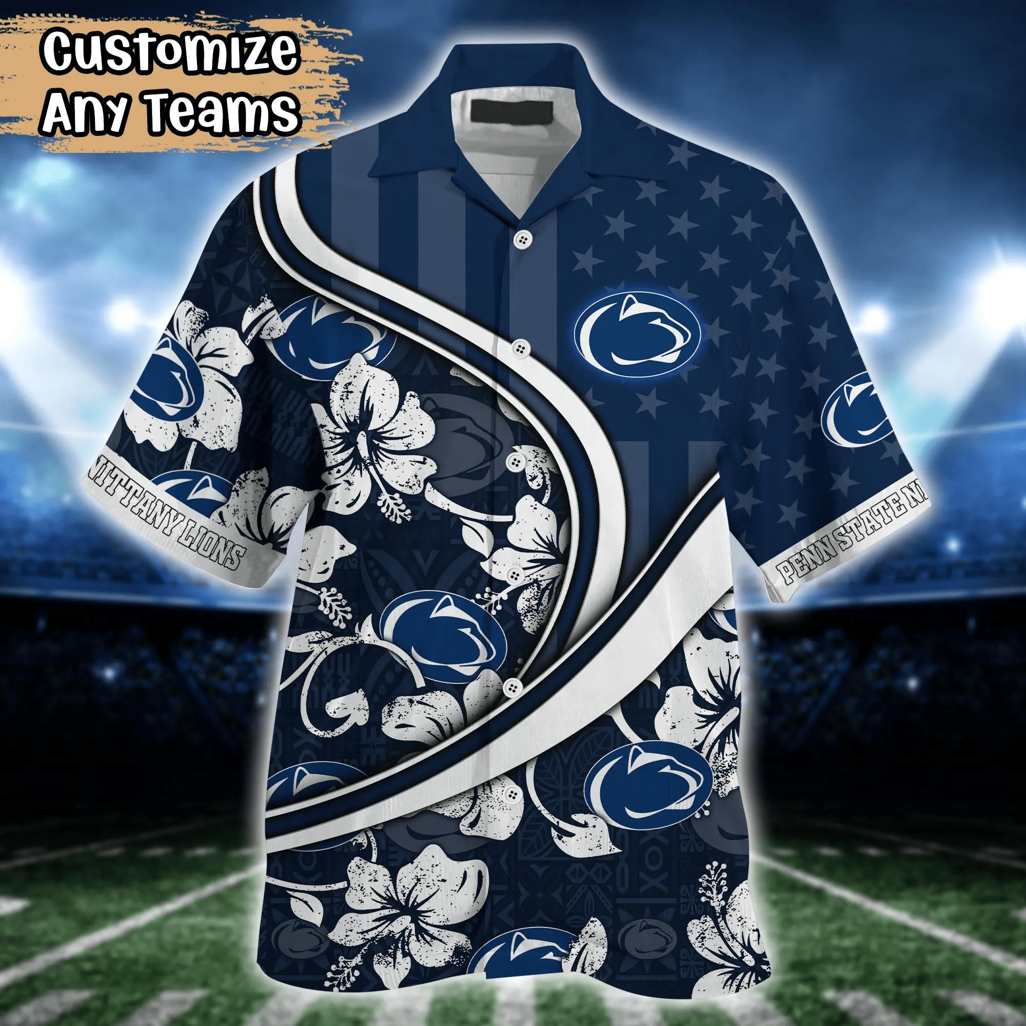 Penn State Nittany Lions NCAA Us Flag Hawaiian Shirt Custom Summer Aloha Shirt