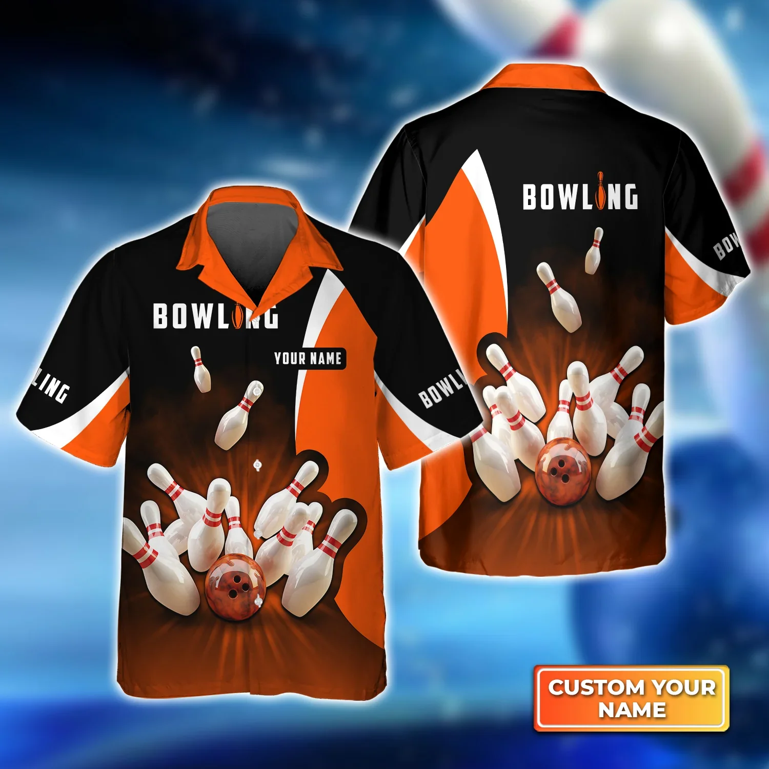 Perfect Orange Strike Bowling Trendy Hawaiian Shirt, Bowling Trendy Hawaiian Shirt For Men, Women, Bowling Team Shirt