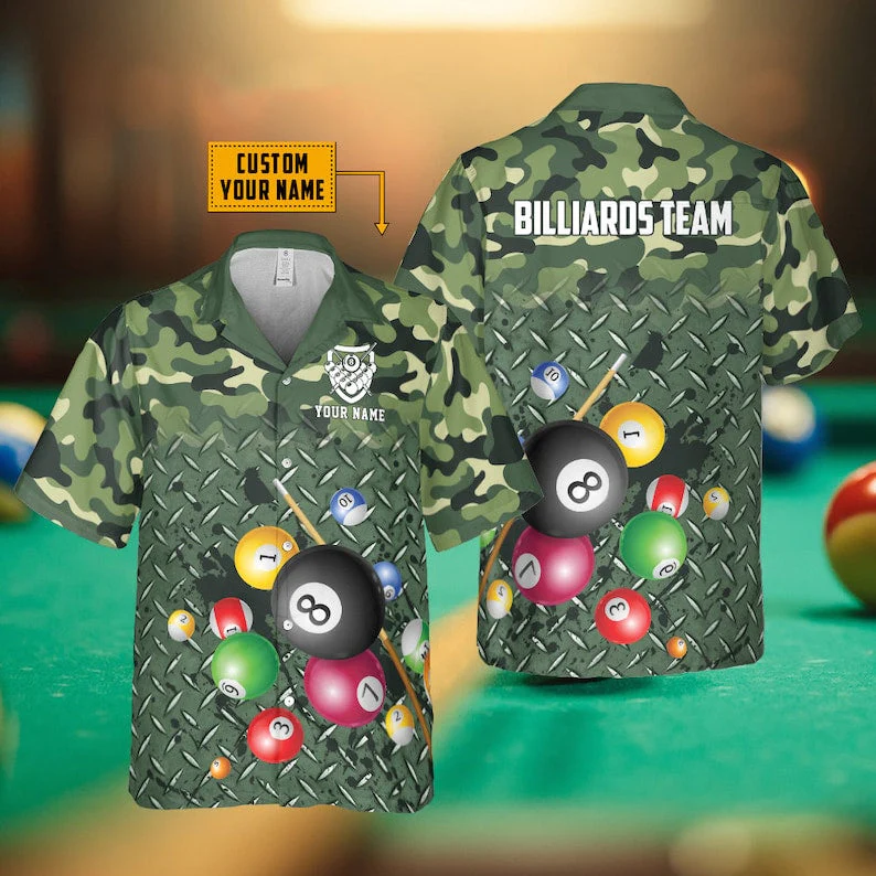 Personalized Billiards Camo Soldiers Style Trendy Hawaiian Shirt