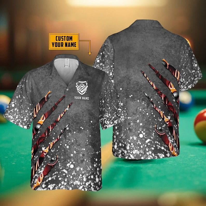 Personalized Billiards Paint Splash Trendy Hawaiian Shirt, Pool Player Aloha Shirt