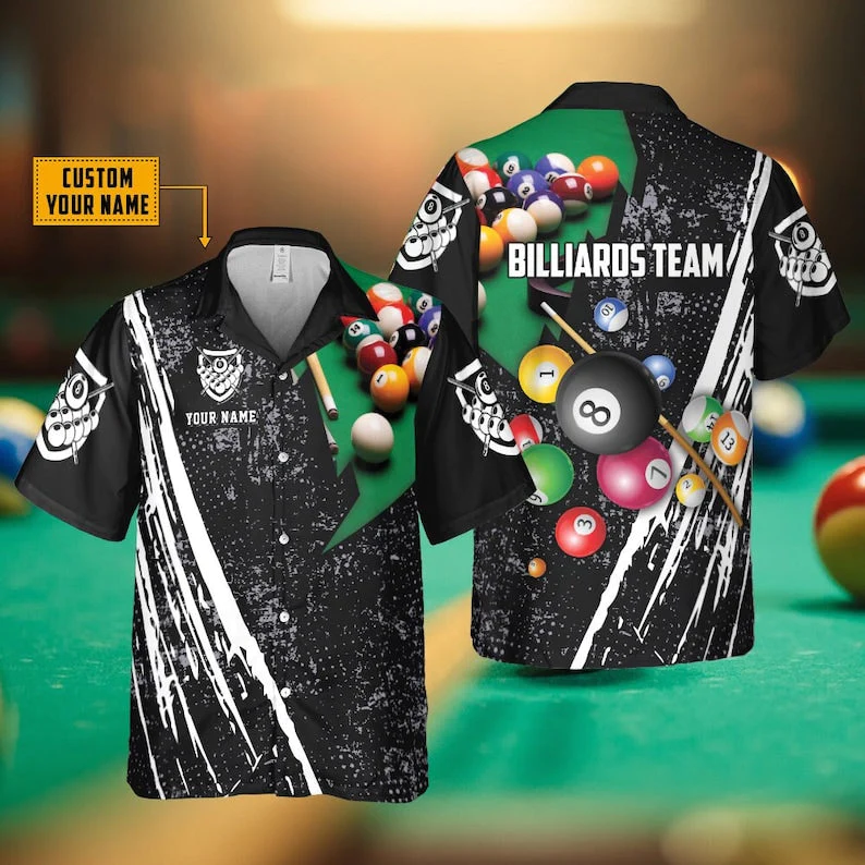 Personalized Billiards Team All Over Print 3D Trendy Hawaiian Shirt