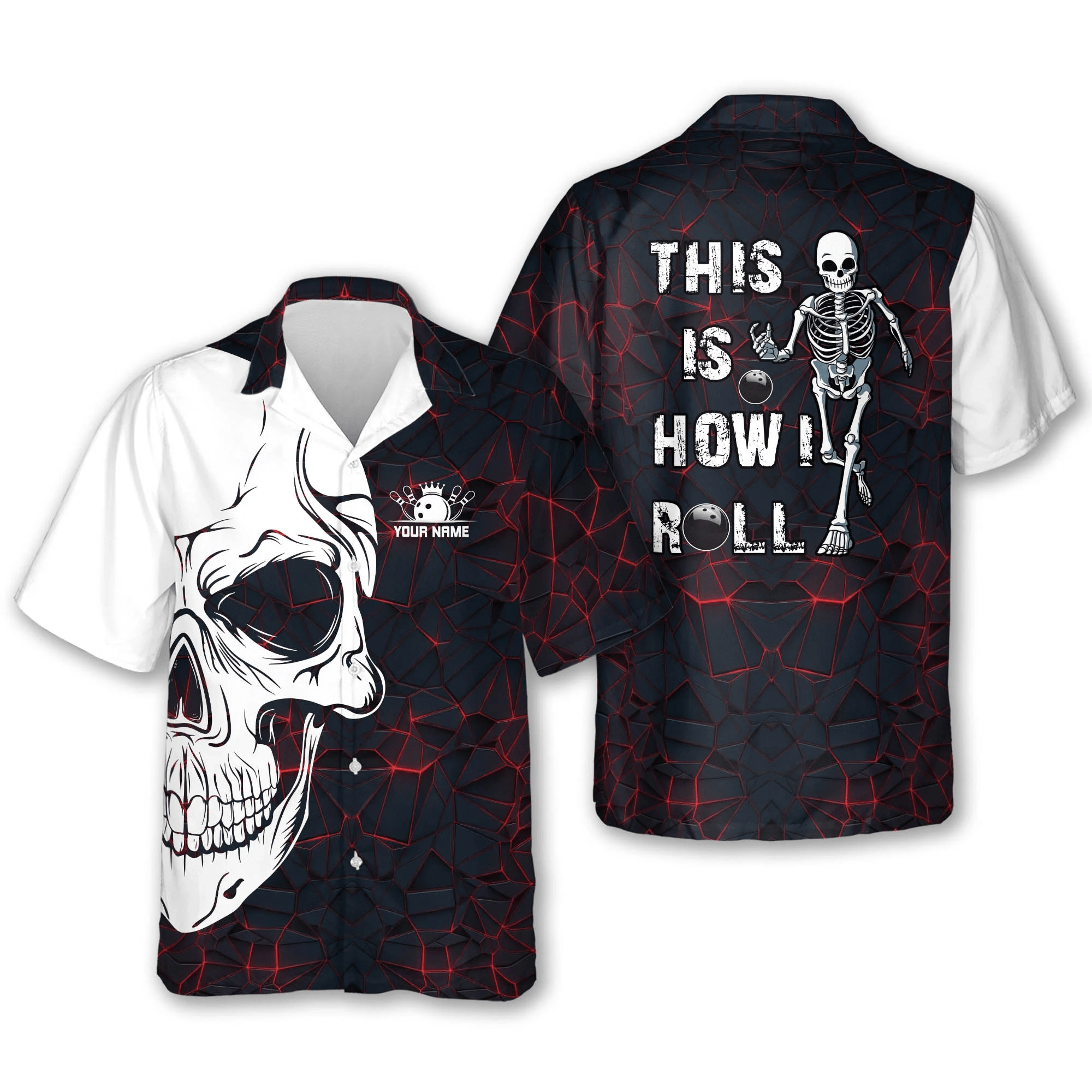 Personalized Bowling Skull Trendy Hawaiian Shirt For Men, Bowling This Is How I Roll