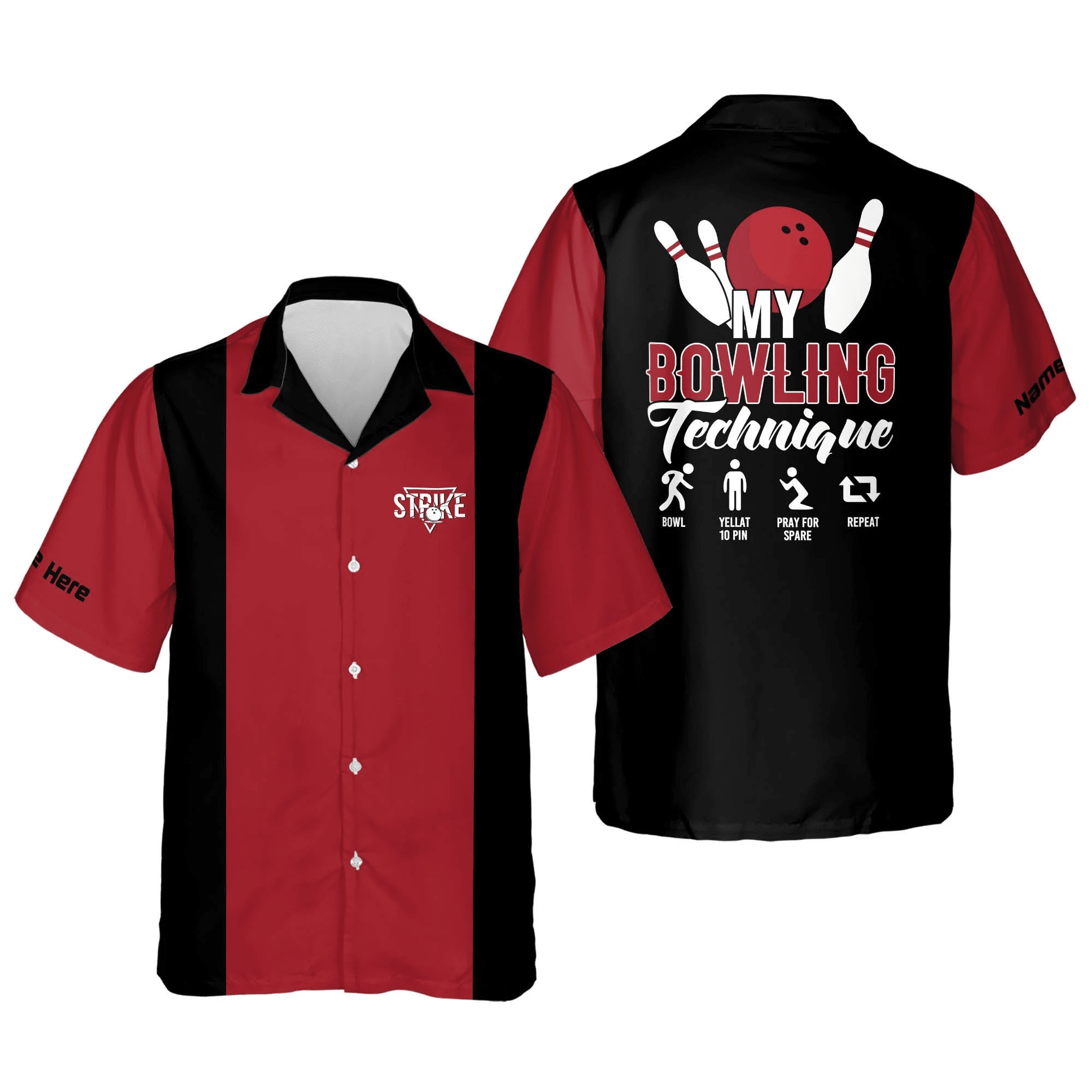 Personalized Bowling Trendy Hawaiian Shirt For Men, Strike My Bowling Technique Trendy Hawaiian Shirt