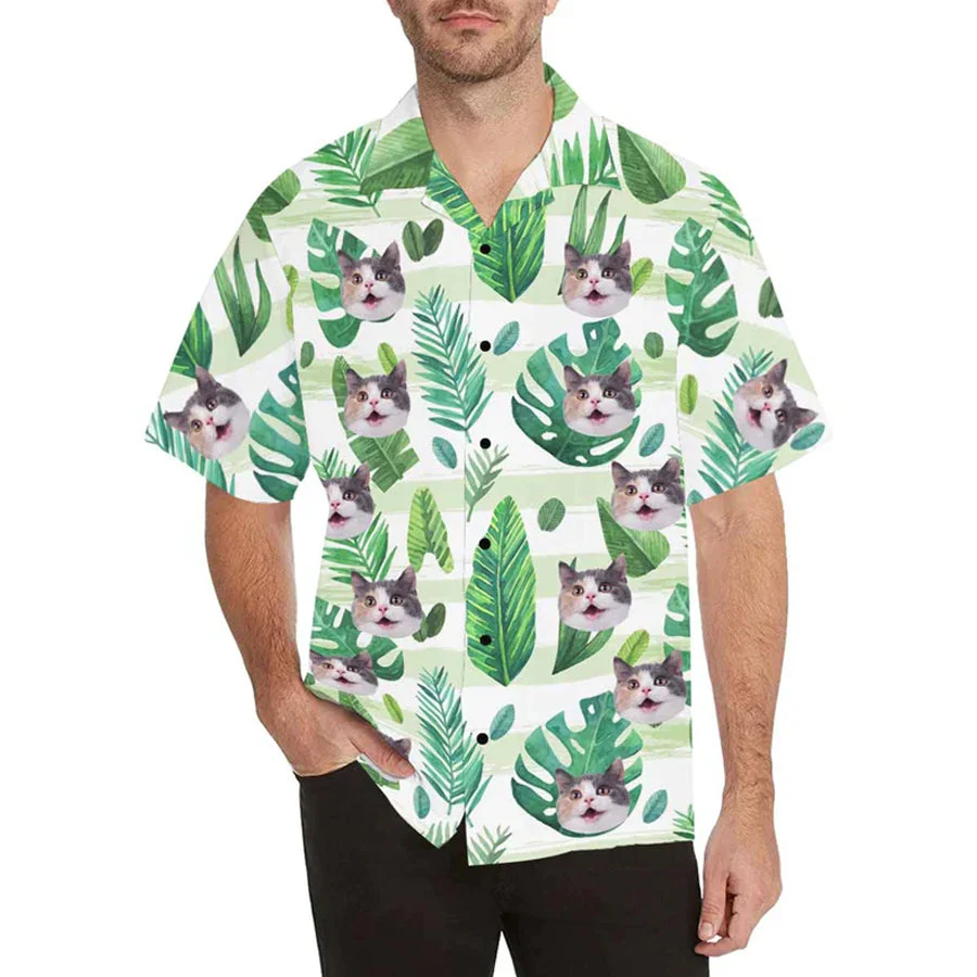 Personalized Cat Face Shirt Personalized Trendy Hawaiian Shirt For Men