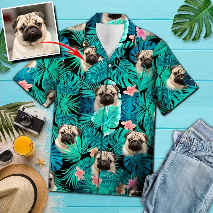 Personalized Corgi Oasis: Custom Photo Pembroke Welsh Corgi Trendy Hawaiian Shirt Personalized Corgi Oasis: Custom Photo Pembroke Welsh Corgi Trendy Hawaiian Shirt