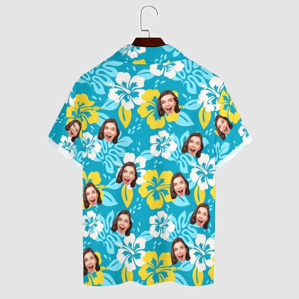 Personalized Cuban Collar Shirt With Face Flowers Create Your Own Trendy Hawaiian Shirt For Husband Or Boyfriend