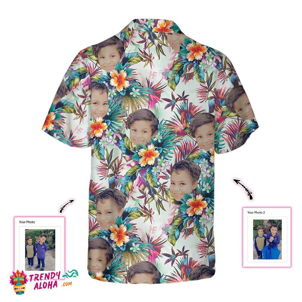 Personalized Custom Face With Tropical Flowers Hawaiian Shirt