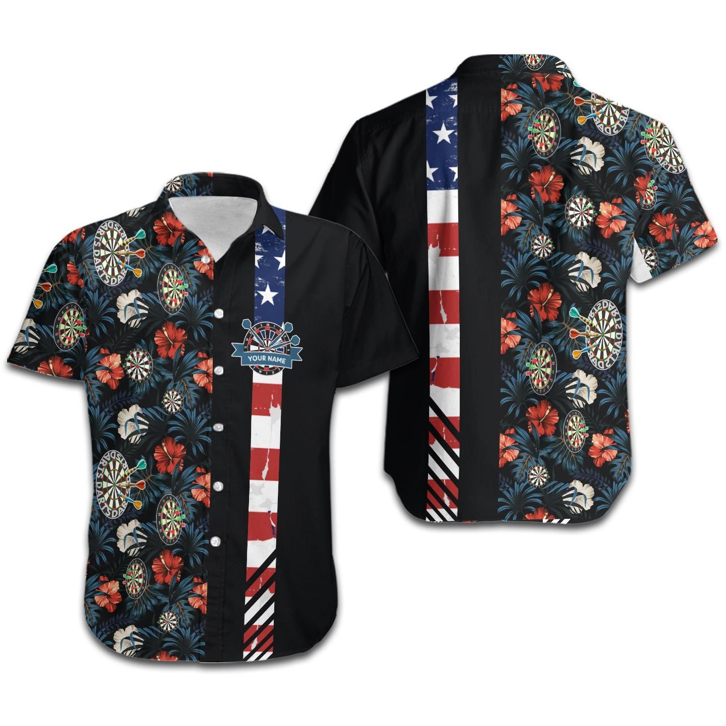 Personalized Darts American Flag Sports Lovers Women Hawaiian Shirt