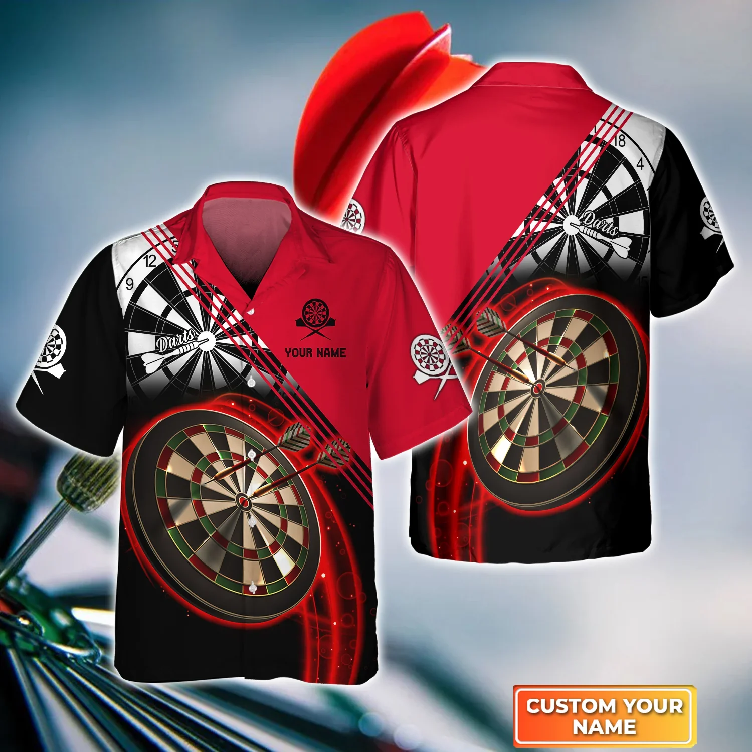 Personalized Darts Red Trendy Hawaiian Shirt, Darts Trendy Hawaiian Shirt For Men, Women, Darts Team Shirt