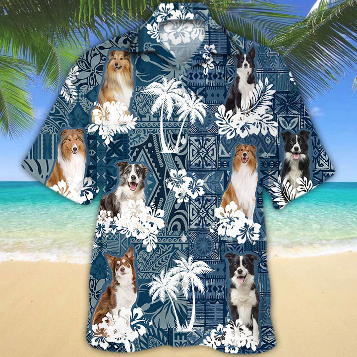 Personalized Dog Aloha Shirt, Collie Trendy Hawaiian Shirt, Flowers Aloha Shirt For Dog Lovers Personalized Dog Aloha Shirt, Collie Trendy Hawaiian Shirt, Flowers Aloha Shirt For Dog Lovers