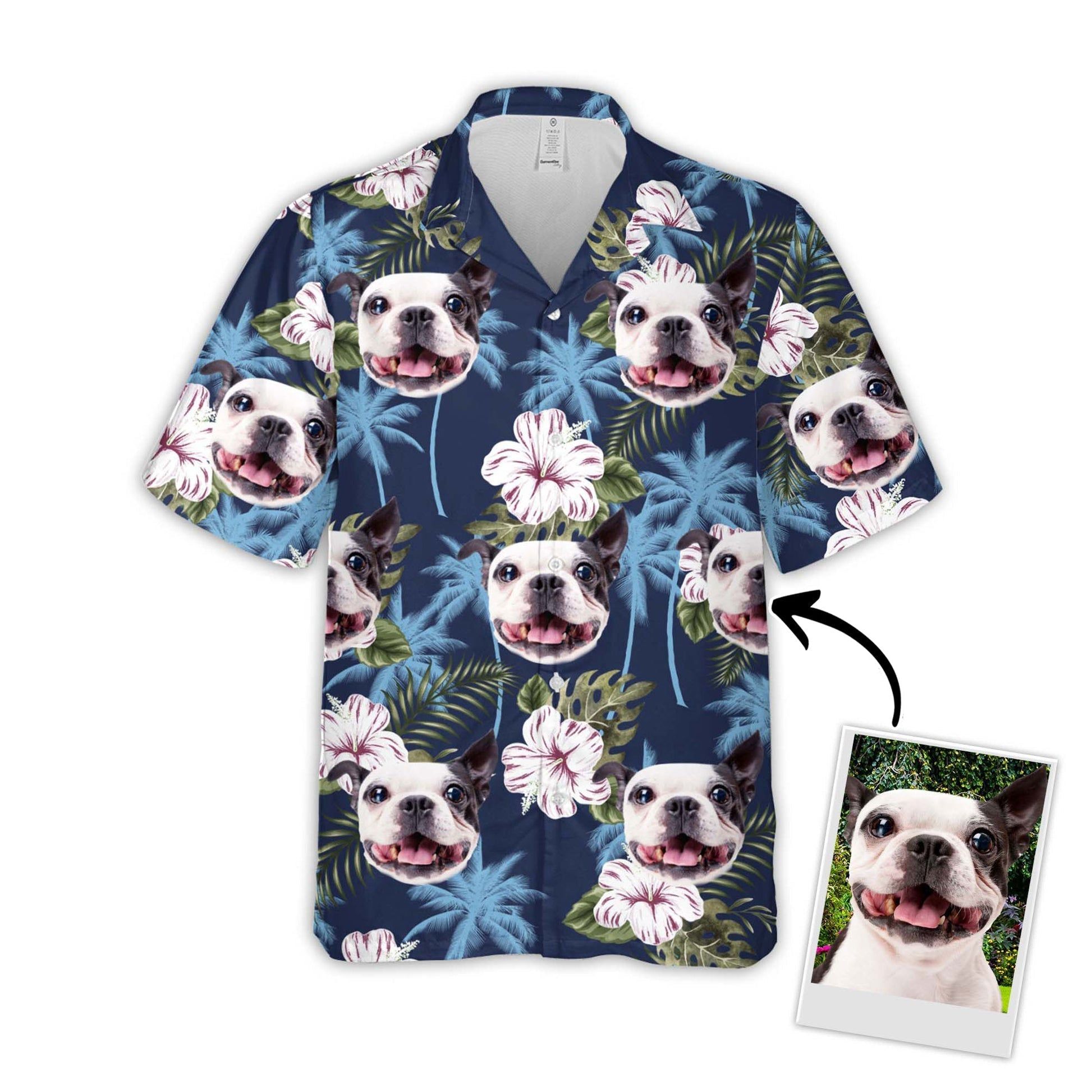 Personalized Dogcat Lovers Gift Blue Palm Tree Pattern Hawaiian Shirt