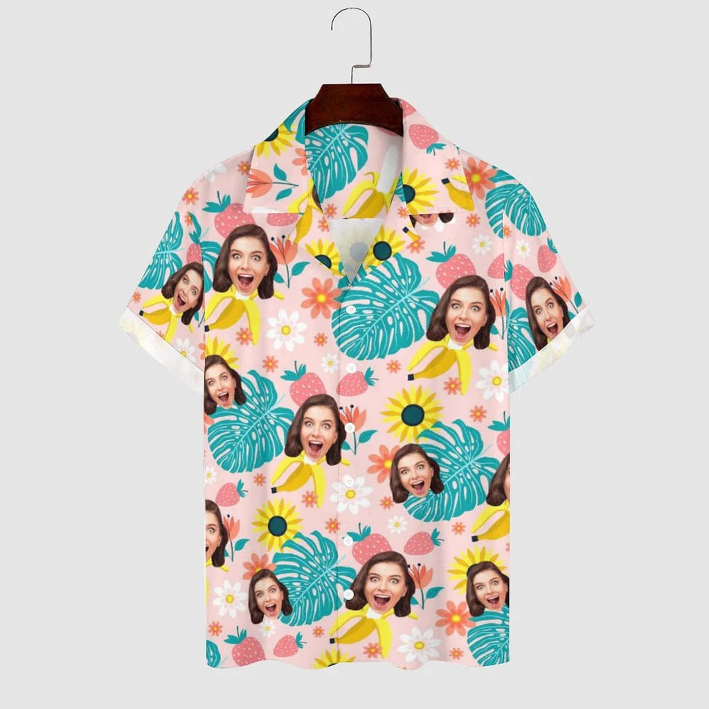Personalized Face Fruit Flower Create Your Own Trendy Hawaiian Shirt For Husband Or Boyfriend