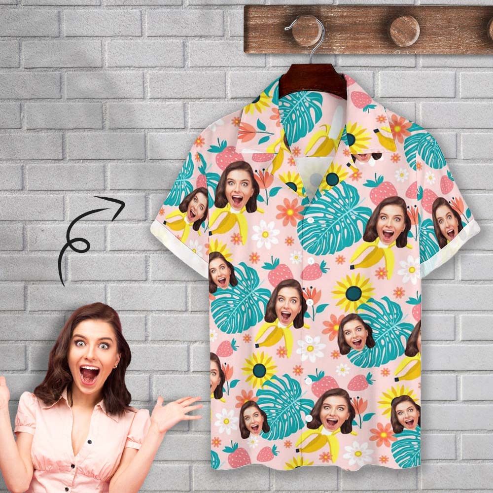 Personalized Face Fruit Flower Create Your Own Trendy Hawaiian Shirt For Husband Or Boyfriend