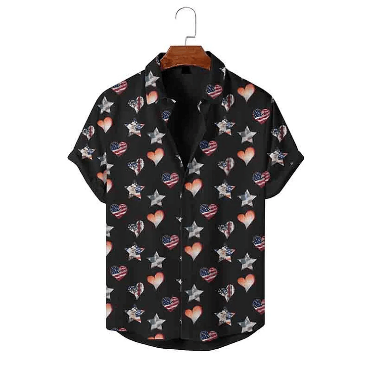 Personalized Flag Pattern Holiday Short Sleeve Shirt, 4Th Of July Trendy Hawaiian Shirt