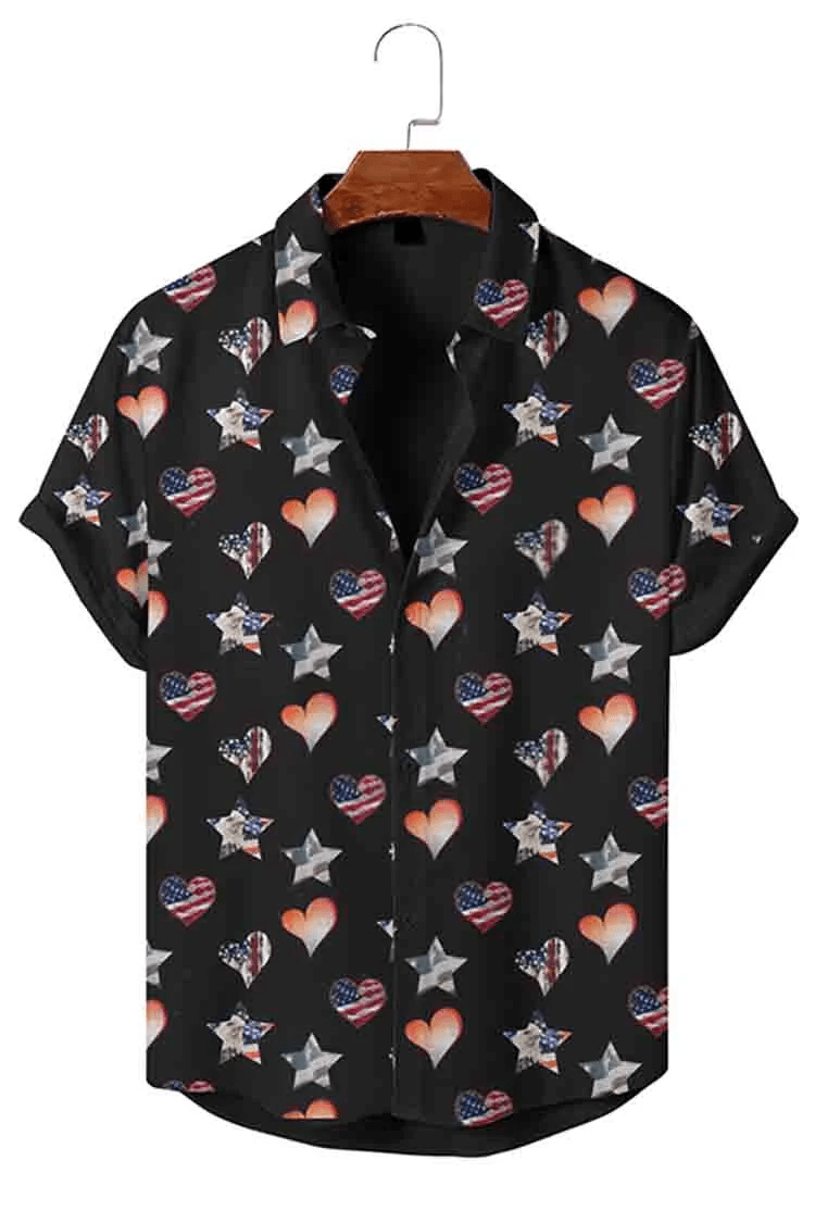 Personalized Flag Pattern Holiday Short Sleeve Shirt, 4Th Of July Trendy Hawaiian Shirt