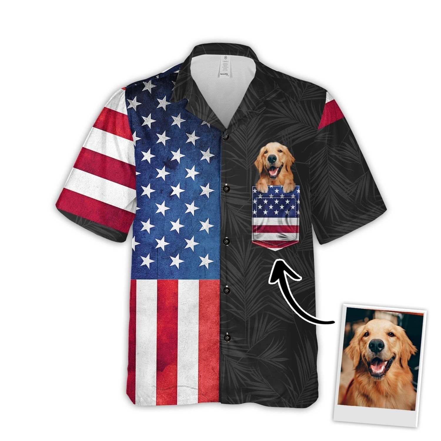 Personalized Gift For Pet Lovers American Tropical Summer Background Red & Blue Color Hawaiian Shirt With Pocket