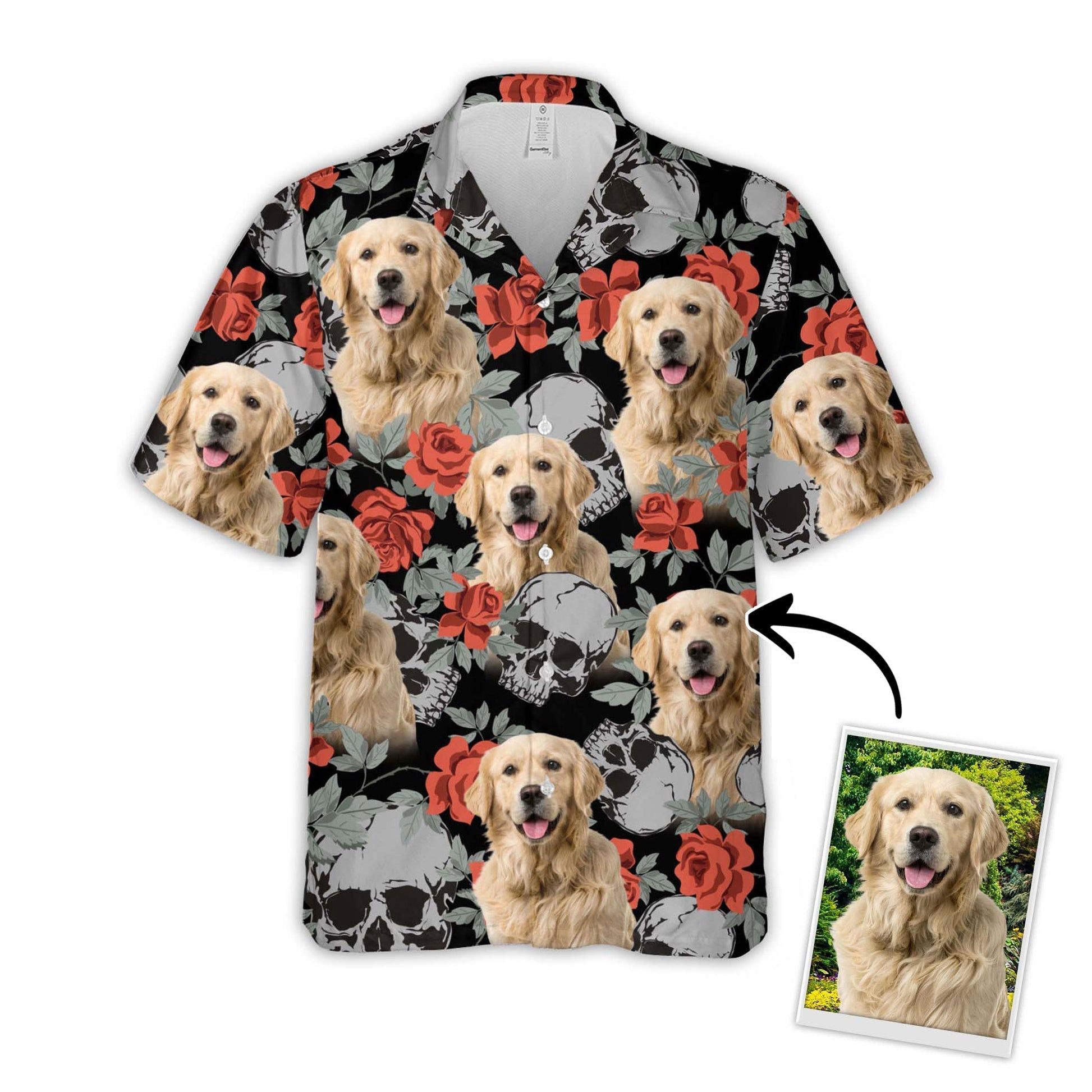 Personalized Gift For Pet Lovers Grunge Human Skulls And Roses Pattern Hawaiian Shirt Personalized Gift For Pet Lovers Grunge Human Skulls And Roses Pattern Hawaiian Shirt