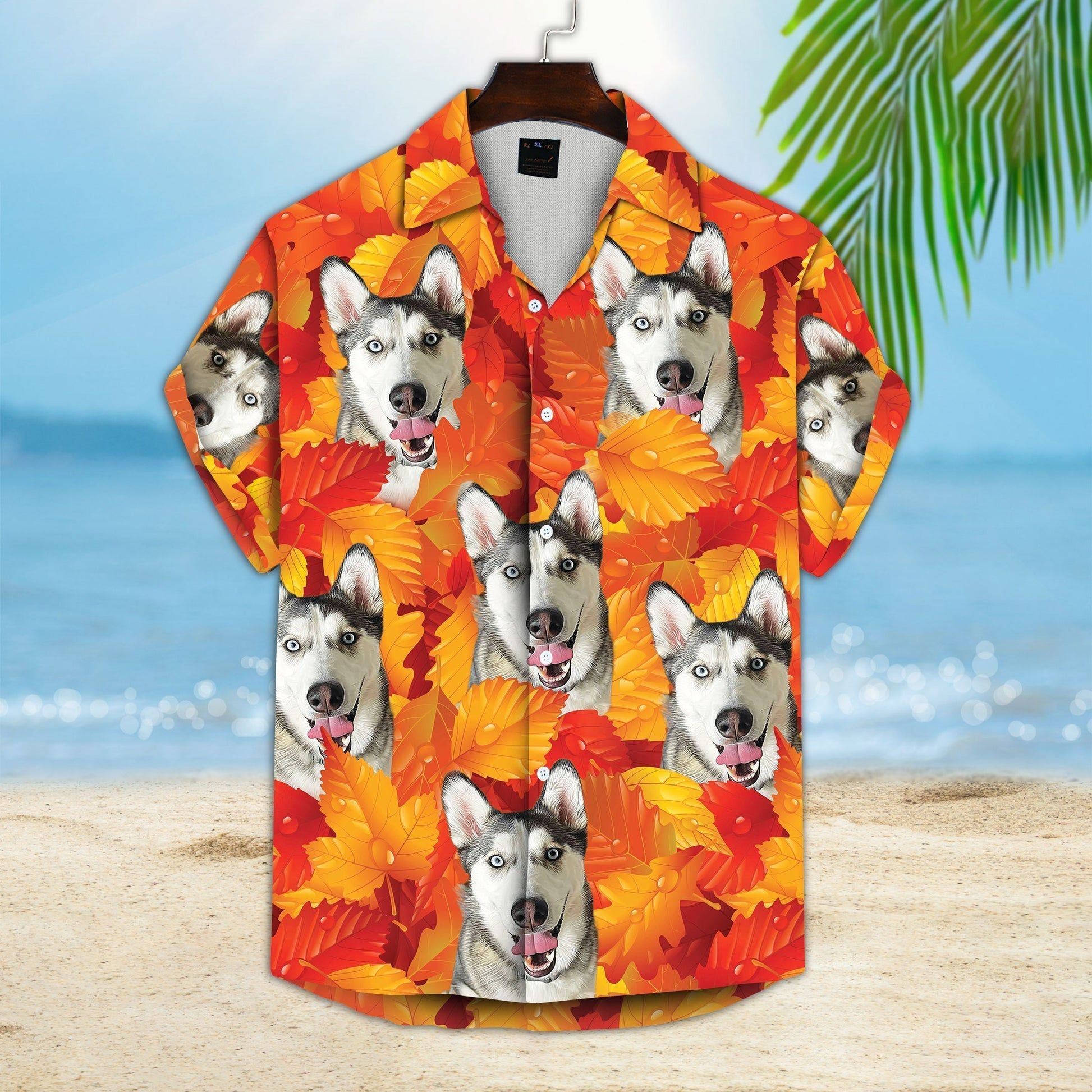 Personalized Gift For Pet Lovers Leaves Pattern Neon-Orange Color Hawaiian Shirt Personalized Gift For Pet Lovers Leaves Pattern Neon-Orange Color Hawaiian Shirt