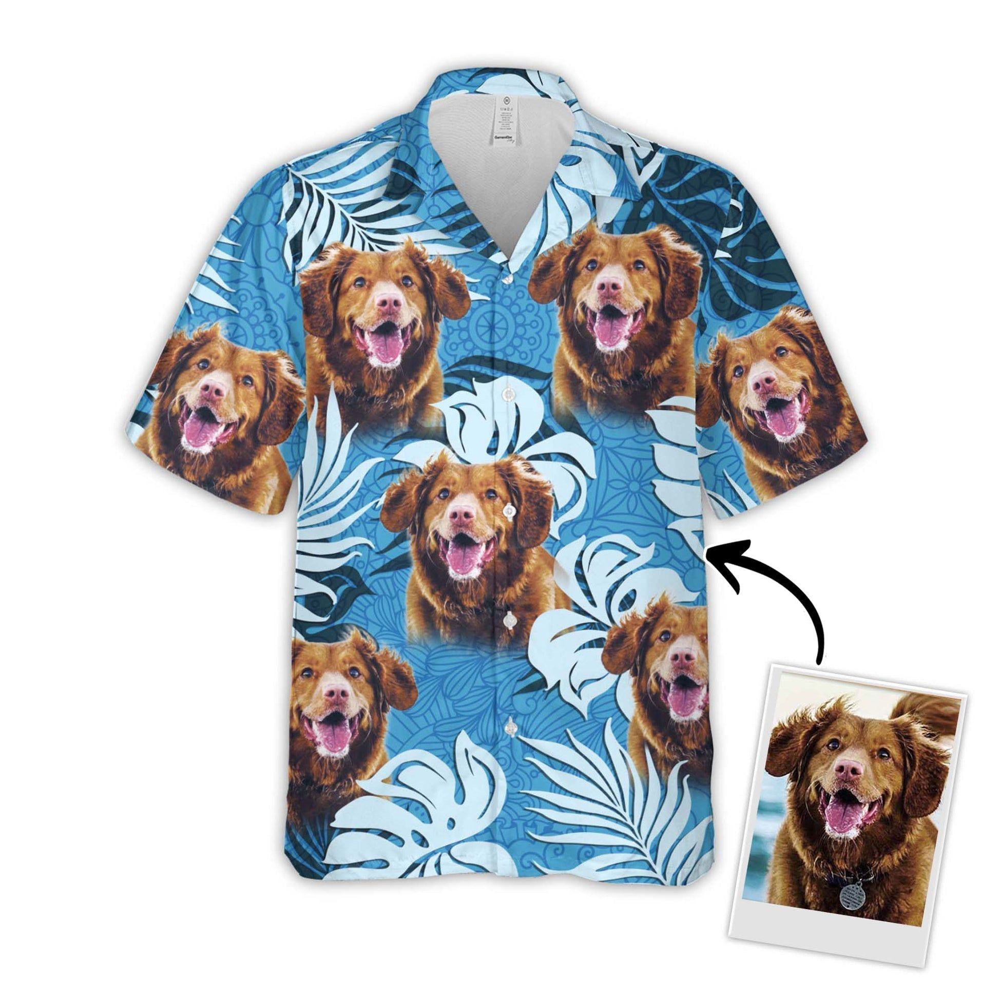 Personalized Gift For Pet Lovers Leaves Pattern Sea Blue Color Hawaiian Shirt Personalized Gift For Pet Lovers Leaves Pattern Sea Blue Color Hawaiian Shirt