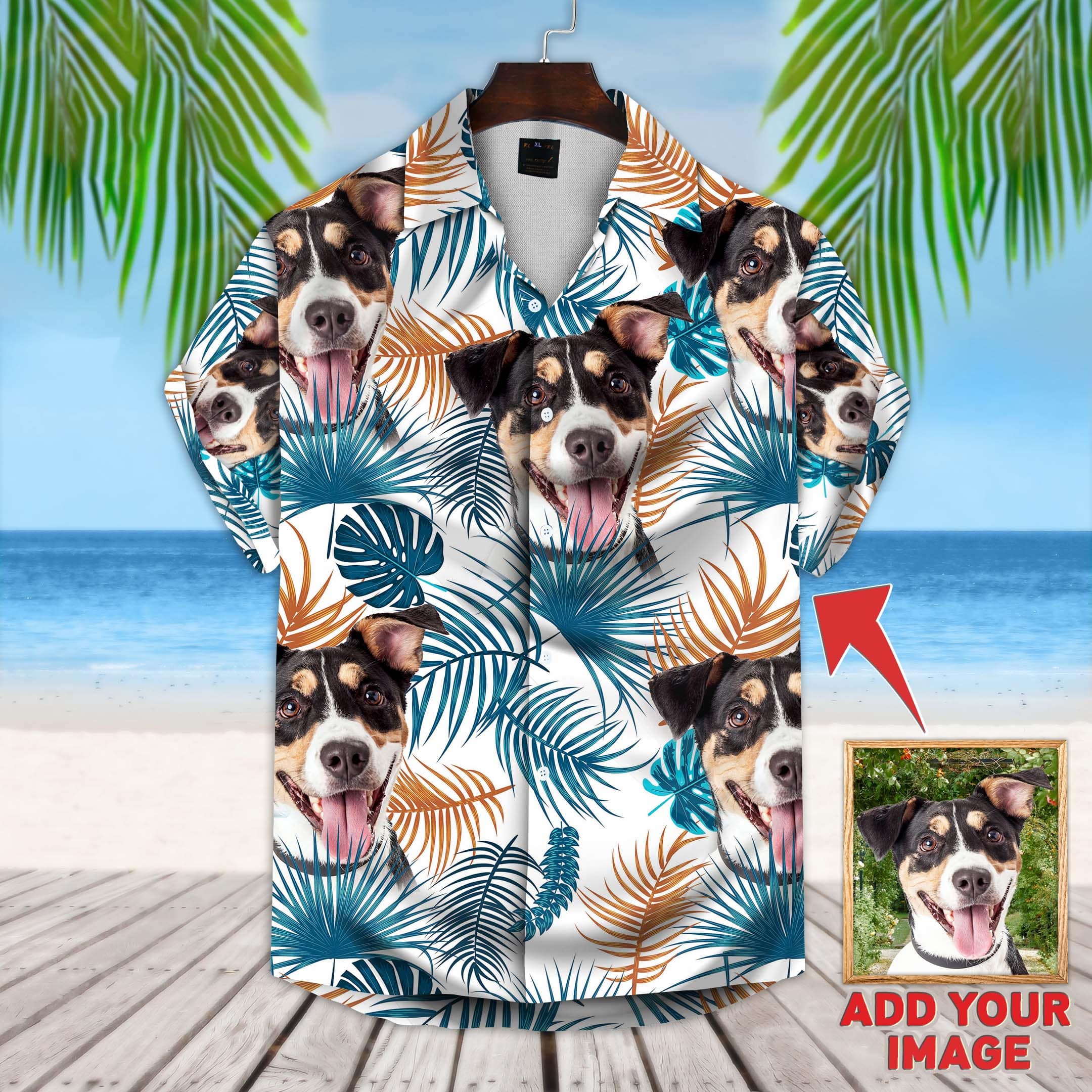 Personalized Gift For Pet Lovers Leaves Pattern White Color Hawaiian Shirt